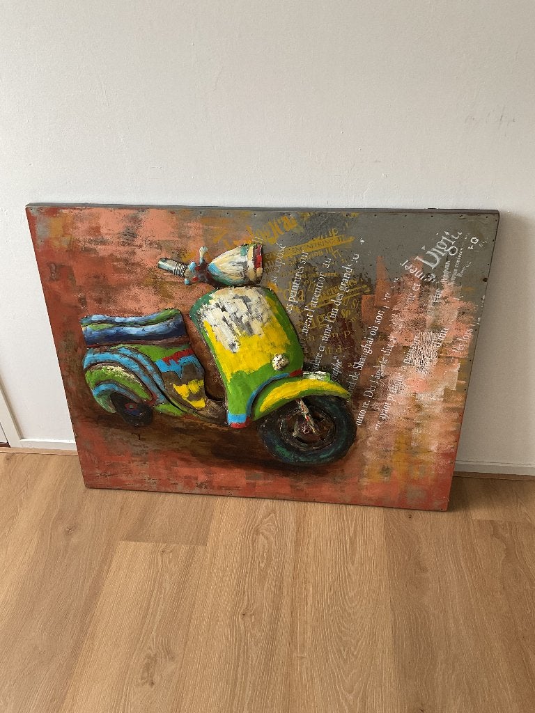 Metalen 3d scooter, Huis en Inrichting, Woonaccessoires | Schilderijen, Tekeningen en Foto's, Ophalen, Zo goed als nieuw, Schilderij
