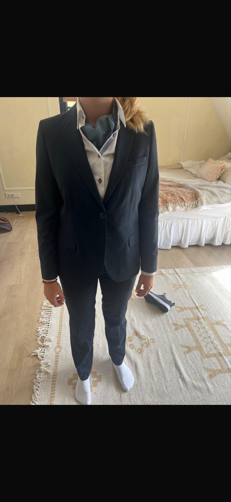 Donkerblauw damespak - Jasje en pantalon, Kostuum of Pak, Blauw, Ophalen of Verzenden, Zo goed als nieuw