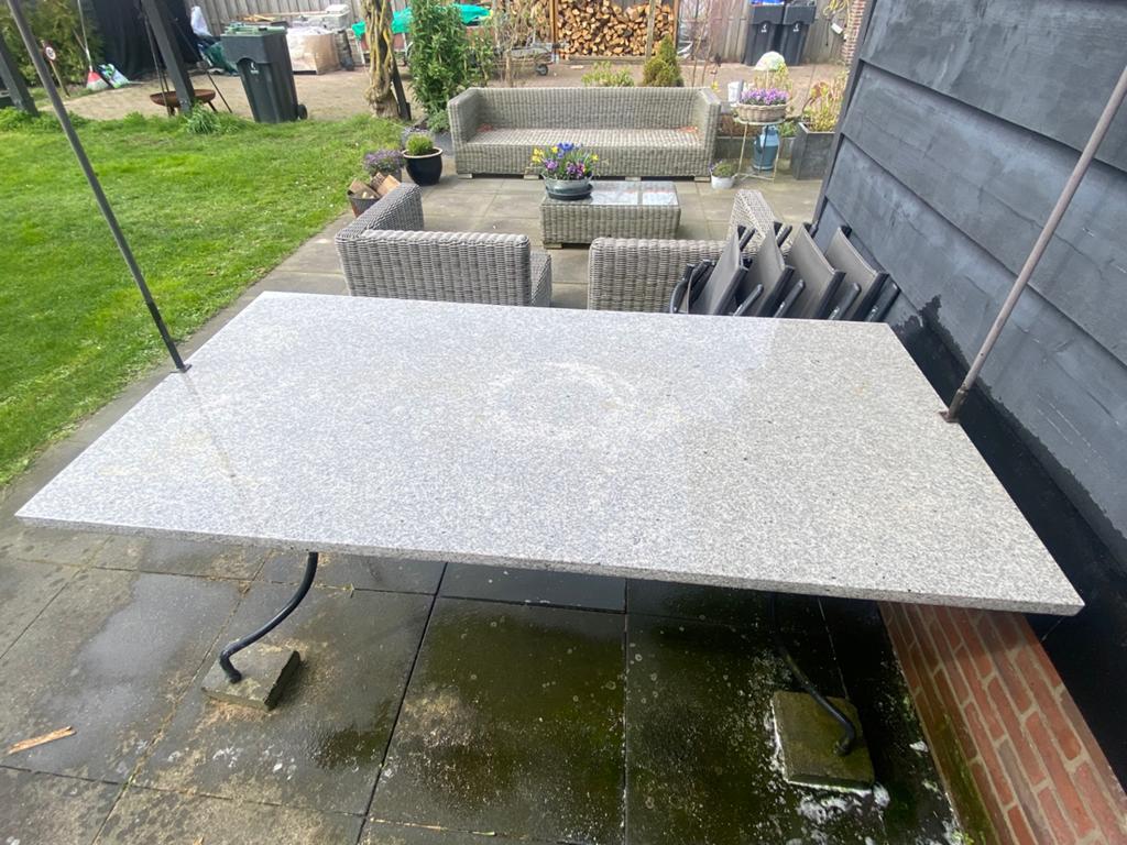 Granieten tuintafel met onderstel - 180x90x3 cm, Tuin en Terras, Tuintafels, Ophalen, Rechthoekig, Overige materialen