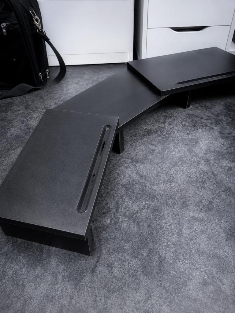 Moderne Computerstandaard / Monitor Verhoger – Zwart Design, Hout, Ophalen of Verzenden, Klassiek, Gebruikt