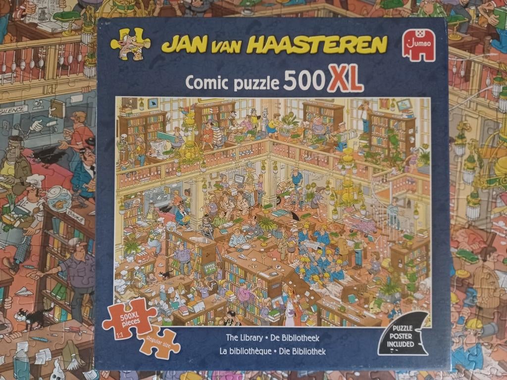 Jan van Haasteren puzzel De Bibliotheek 500 XL stukjes, Ophalen, 500 t/m 1500 stukjes, Zo goed als nieuw, Legpuzzel