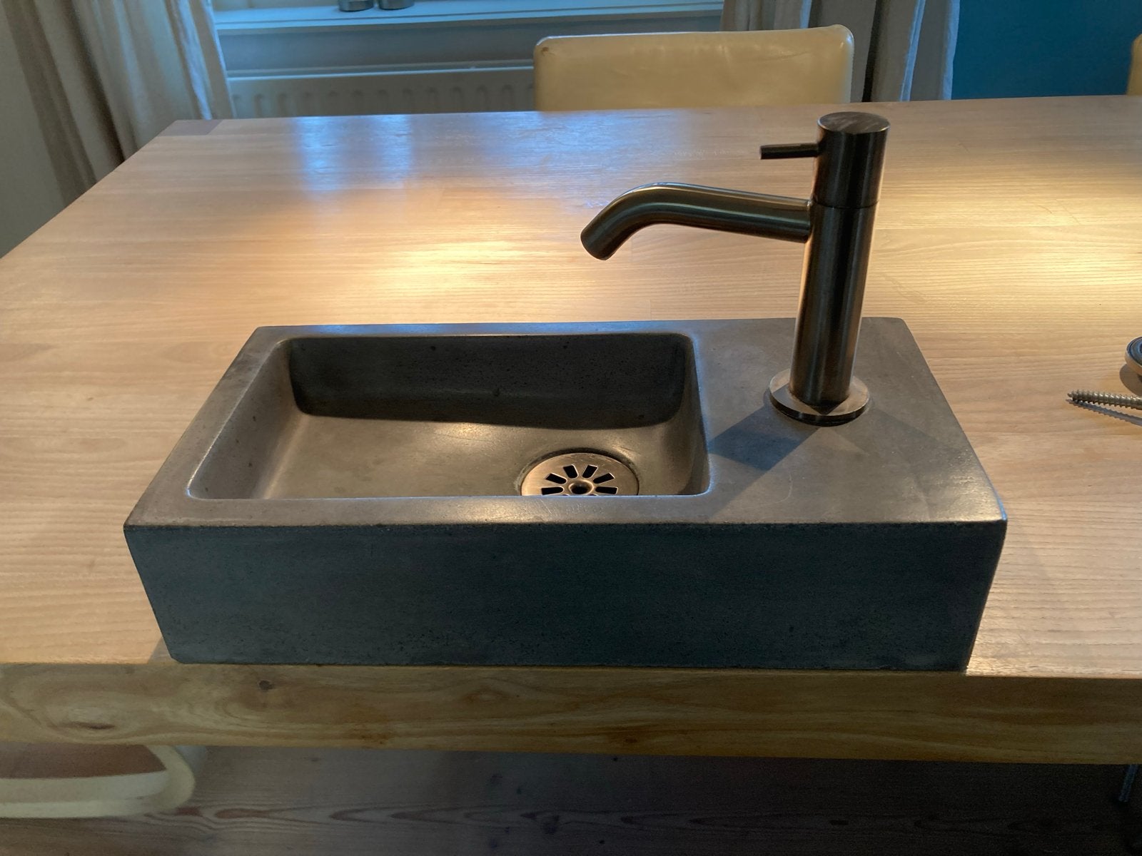 WC fonteintje met kraan en afvoerplug, Ophalen, Zo goed als nieuw, Rvs, Wastafel