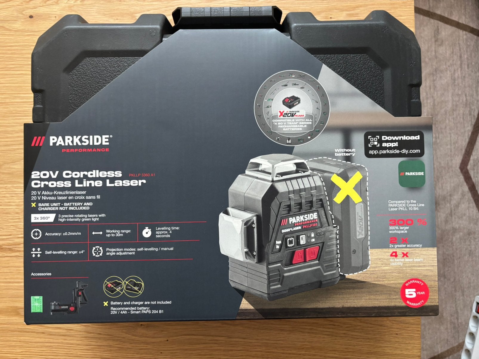 Parkside Performance 20V Accu Kruislijnlaser PKLLP 3360 A1, Ophalen, Nieuw