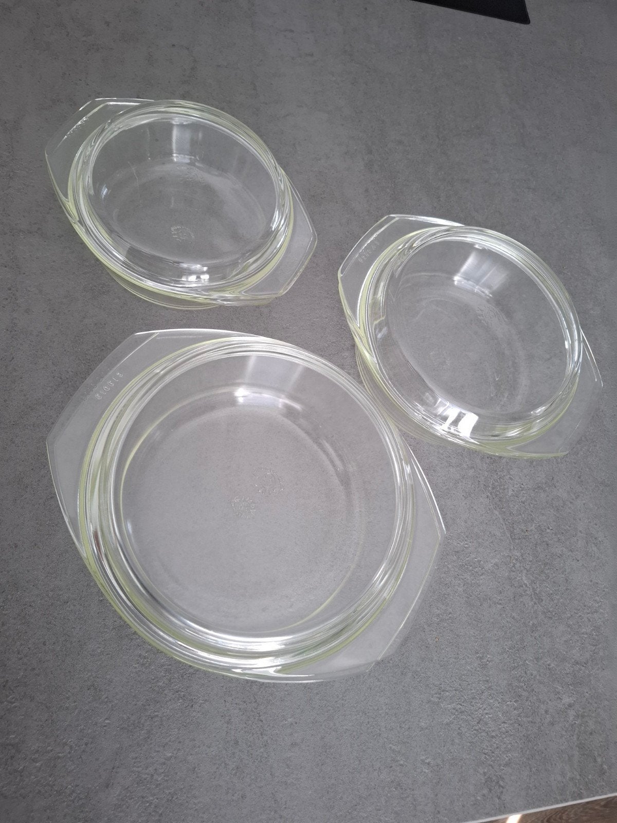 Simax glazen schalen met deksel 3x, Ophalen, Gebruikt, Overige stijlen, Glas