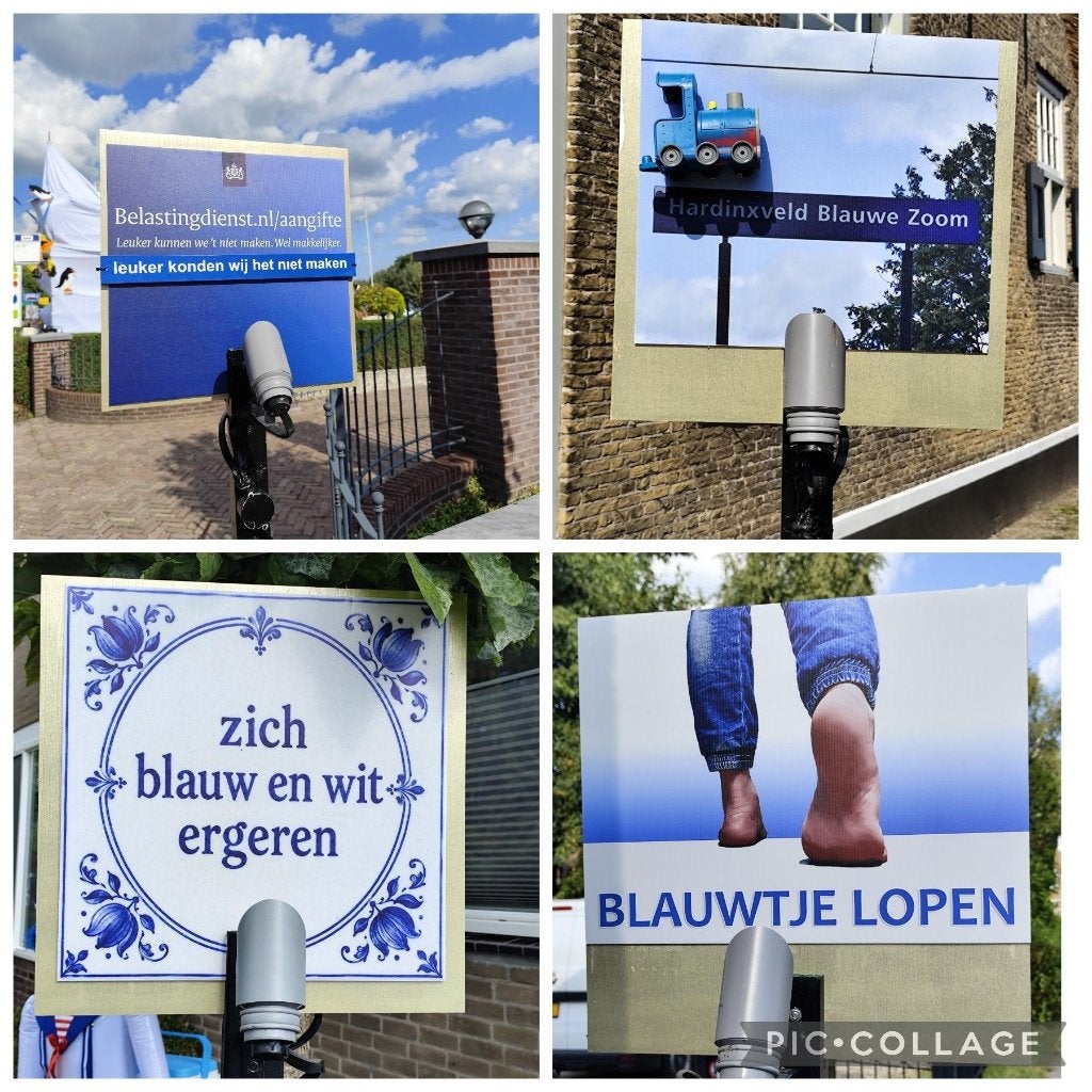 Straatversiering in thema blauw - wit - 43 borden, Ophalen, Gebruikt, Versiering, Historisch