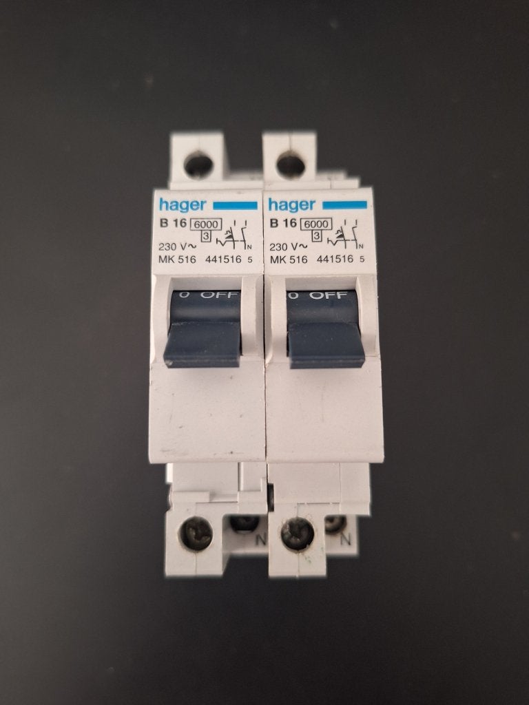 2 stuks installatieautomaat Hager MK 516, Ophalen of Verzenden, Gebruikt, Hager, Installatieautomaat