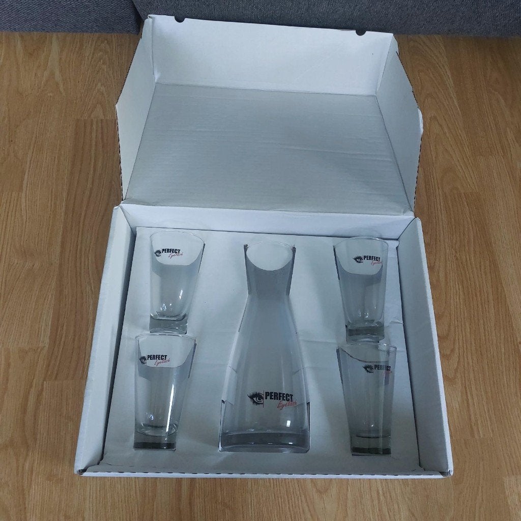 Perfect Eyelash Kan + 4 Glazen set (Nieuw in verpakking), Glas of Glazen, Nieuw, Ophalen of Verzenden, Glas