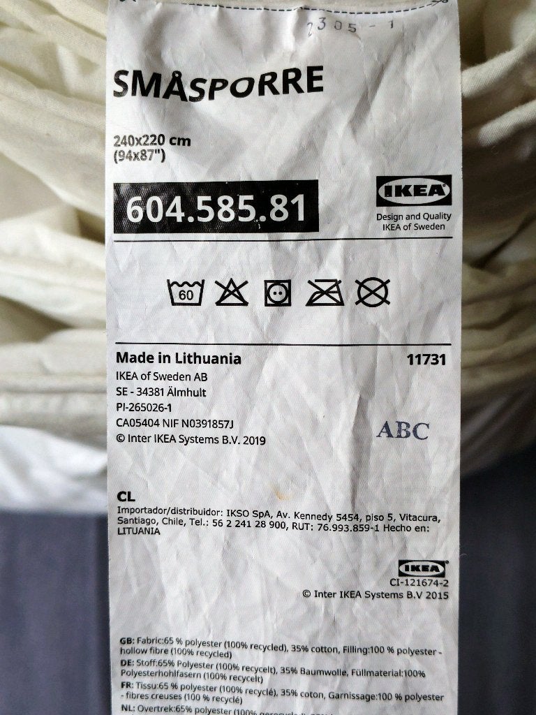 IKEA Smasporre 240x220cm, Huis en Inrichting, Slaapkamer | Beddengoed, Ophalen, Wit, Tweepersoons, Deken of Dekbed