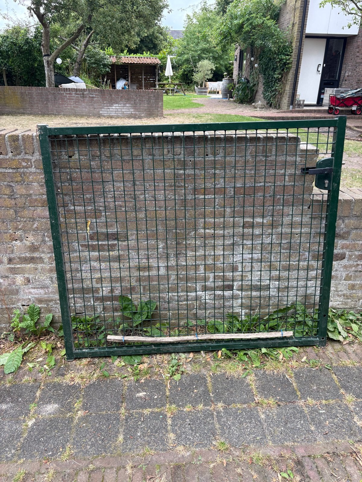 Hek 120x120 groen met Locinox slot, Ophalen, Met poort, Gebruikt, Tuinhek