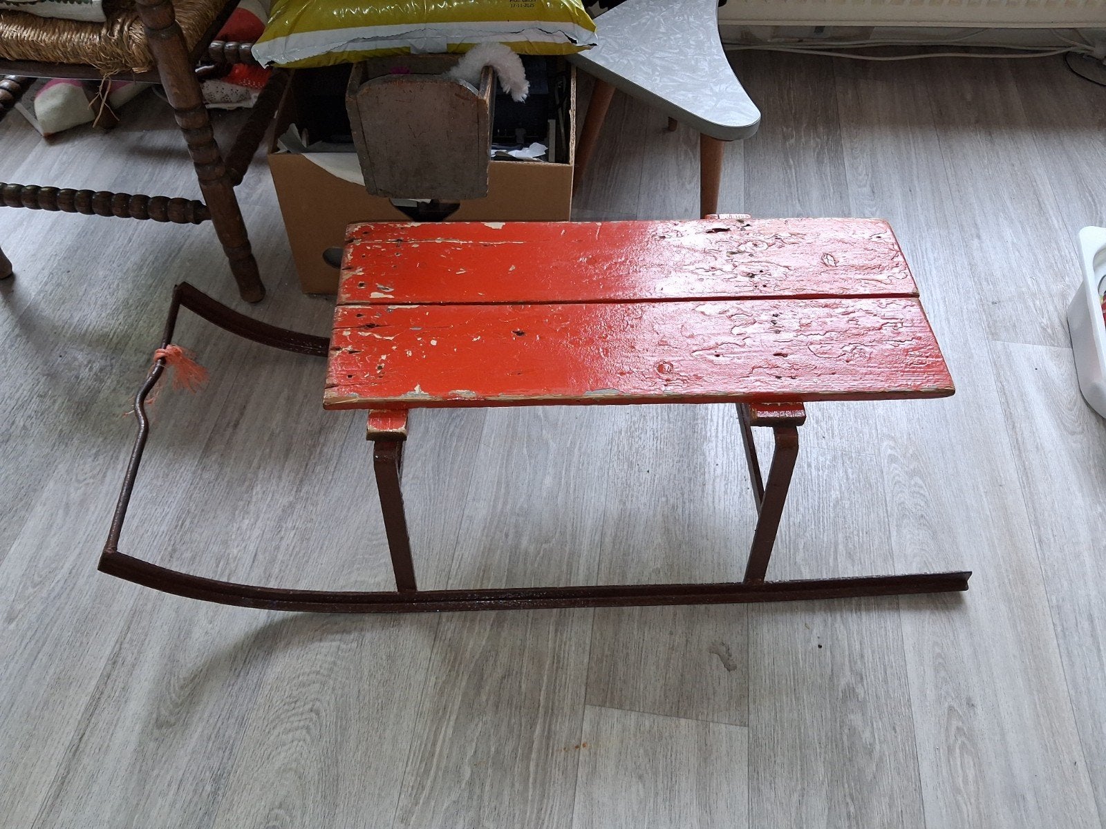 Degelijke ijzeren slee vintage brocante, Kinderen en Baby's, Speelgoed | Buiten | Sleeën, Ophalen, Gebruikt