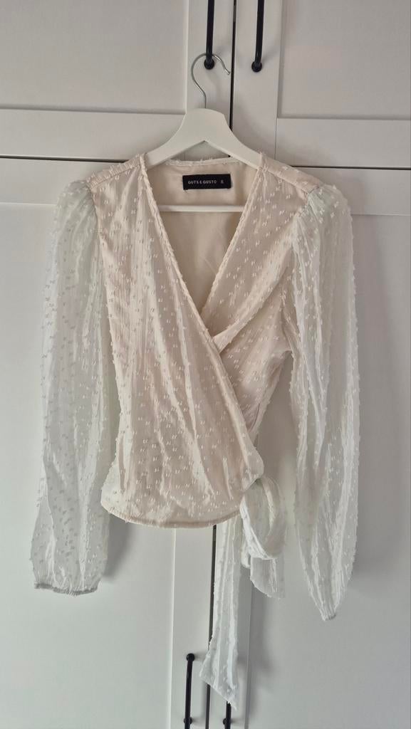 Guts en Gusto wikkelblouse maat XL (valt als M/L), Maat 38/40 (M), Wit, Guts en Gusto, Ophalen of Verzenden