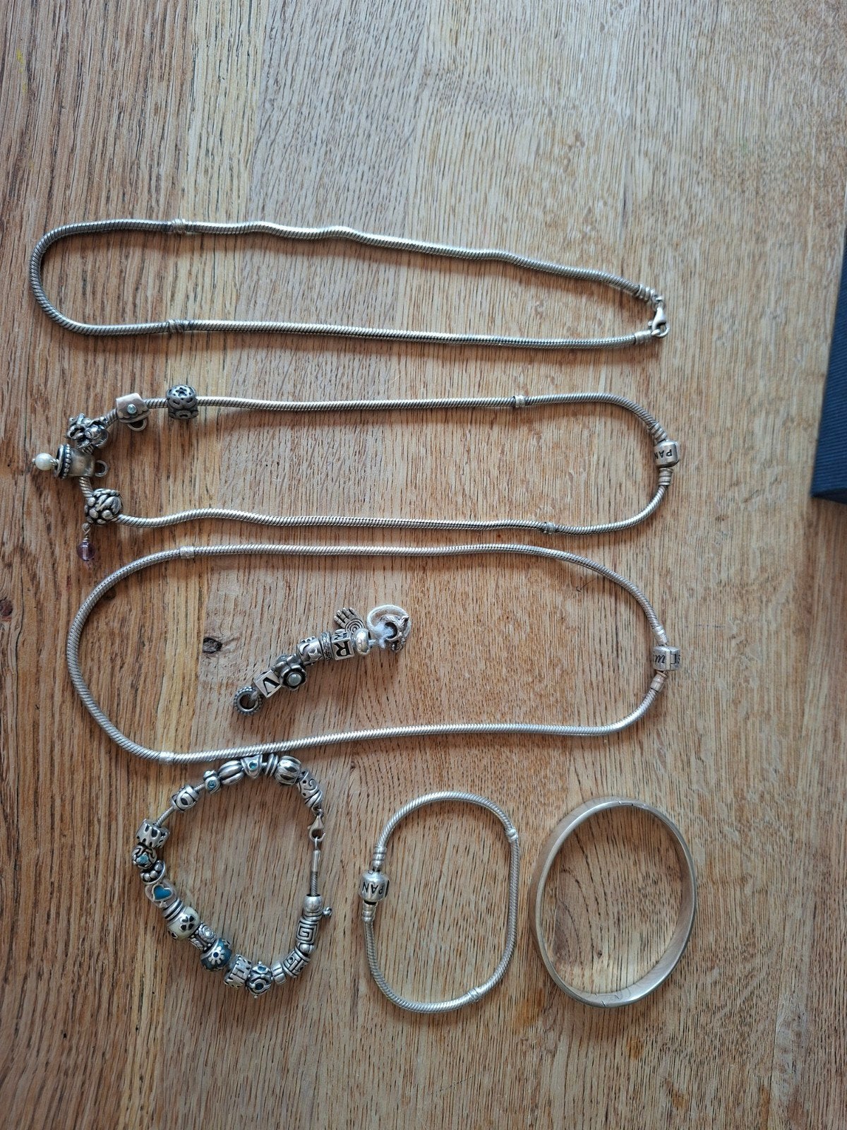 Pandora kettingen en armbanden zilver, Gebruikt, Ophalen of Verzenden, Met bedels of kralen, Zilver
