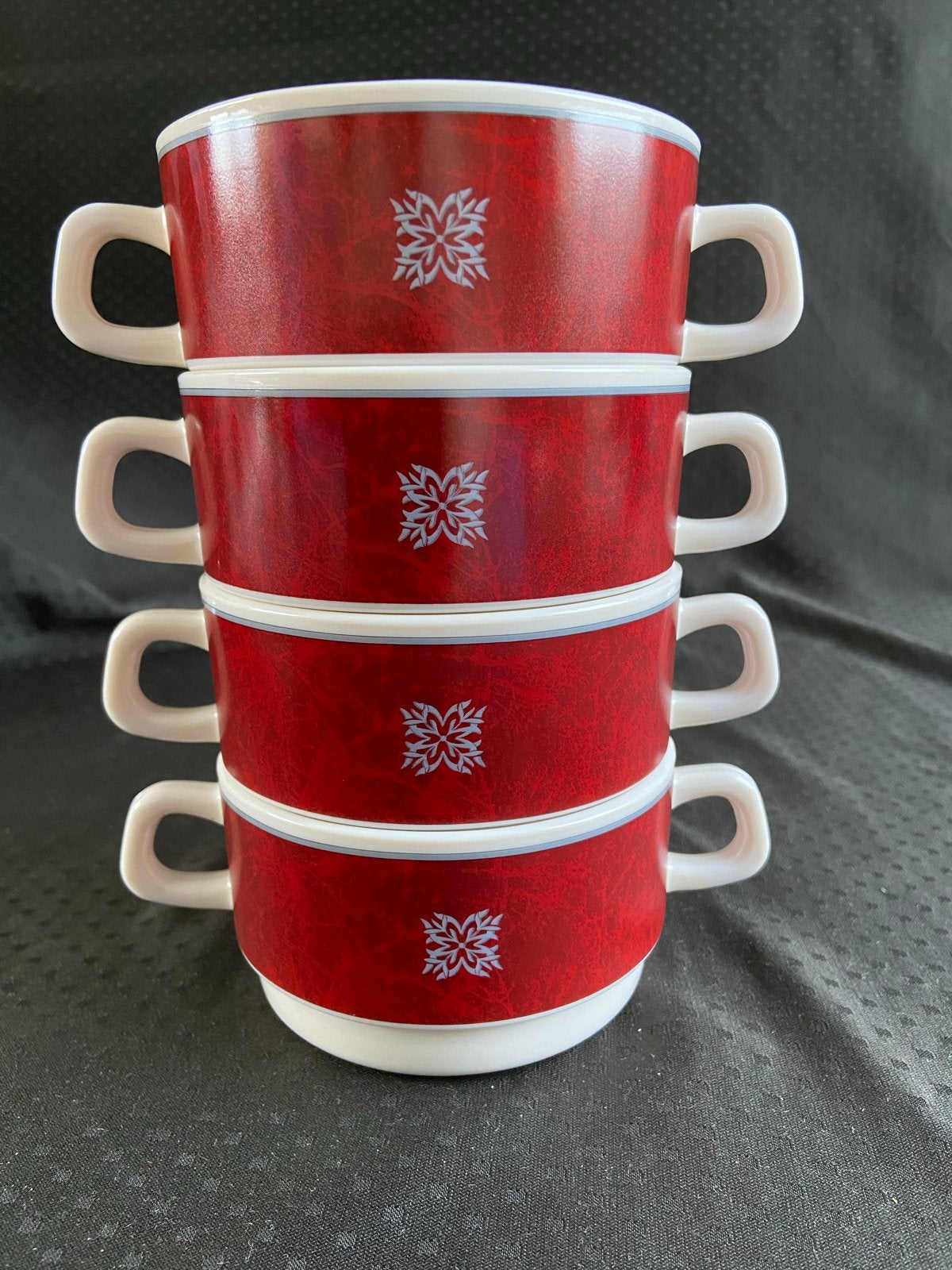 Set van 4 Arcoroc Rubis soepkommen/mokken - Vintage, Gebruikt, Overige merken, Vintage, Glas