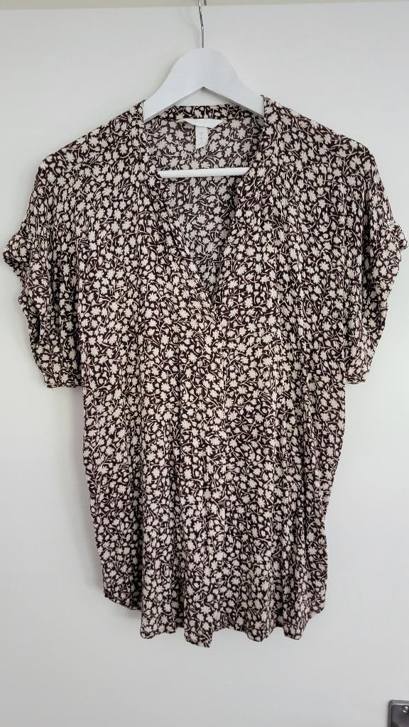 H&M viscose blouse top donkerbruin, mt 36, Ophalen, H&M, Bruin, Zo goed als nieuw