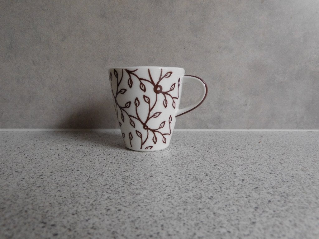 Mok Espresso Floral Caffe Club Bruin Villeroy & Boch, Villeroy & Boch, Zo goed als nieuw, Overige stijlen, Porselein