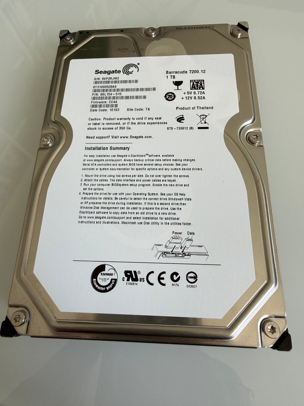 Seagate Barracuda Harddisk 1 TB, Ophalen of Verzenden, Zo goed als nieuw, Desktop