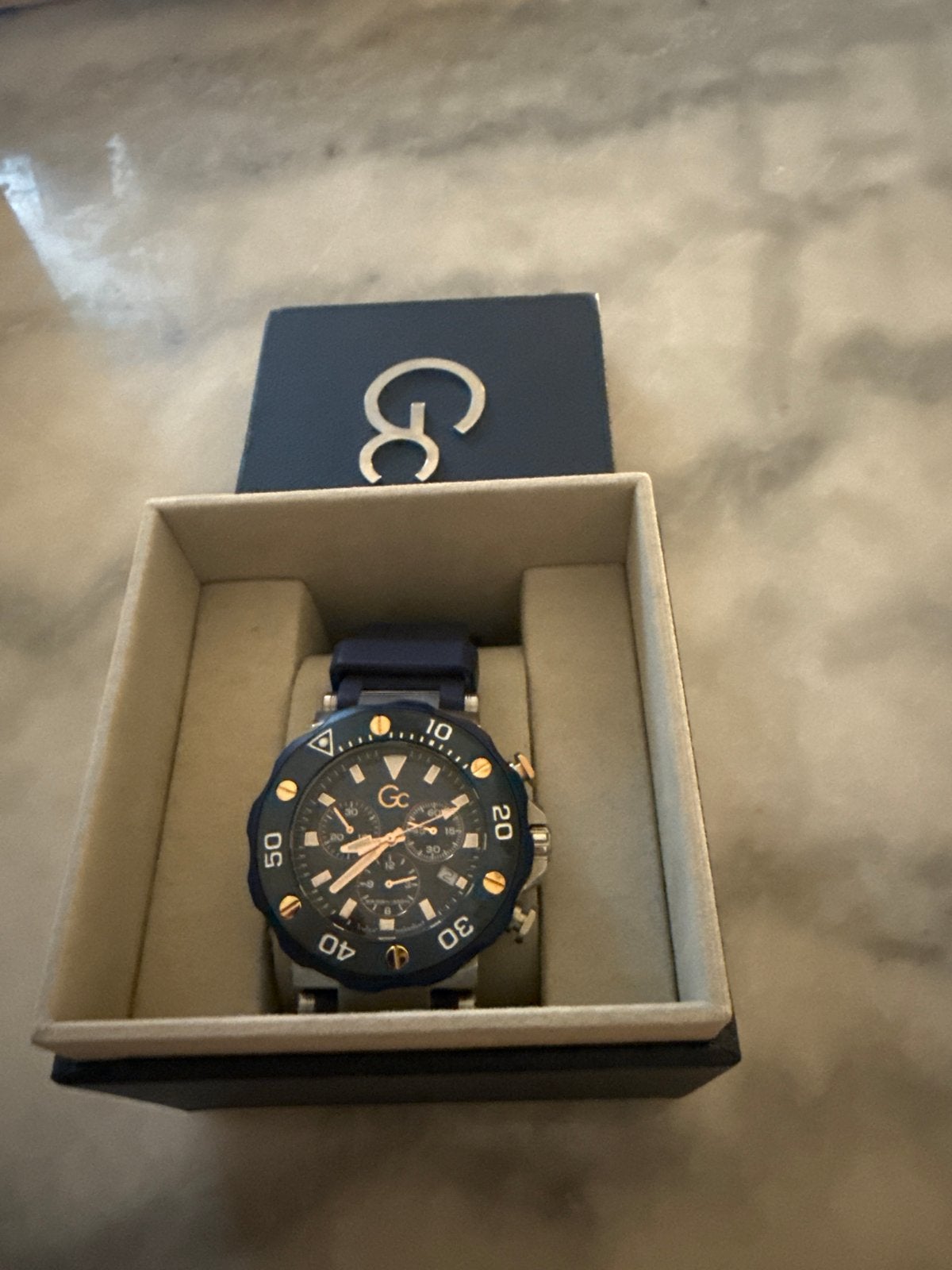 GC Horloge Heren - Blauw/Zilver met Chronograaf, Overige merken, Staal, Polshorloge, Kunststof