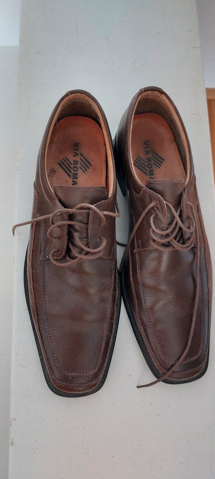 Nette bruine leren veterschoenen - Via Roma, maat 44, Bruin, Ophalen of Verzenden, Zo goed als nieuw, Via Roma