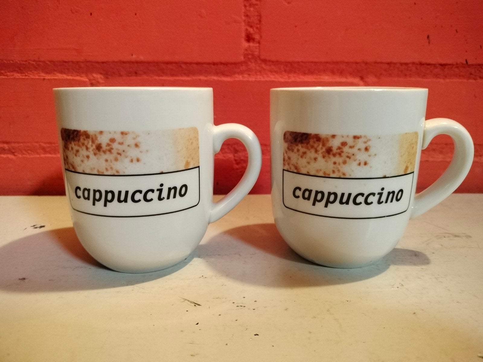 Vintage Friesche Vlag Cappuccino Mokken (2 stuks), Gebruikt, Overige merken, Keramiek, Vintage