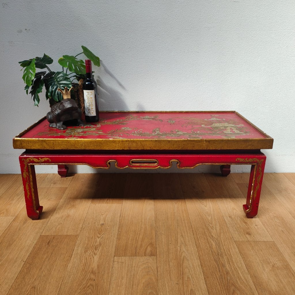 Antieke Chinoiserie Japandi salontafel, koffietafel hout, Valkenswaard, Gebruikt, 100 tot 150 cm, Info@flashbackfurniture.nl