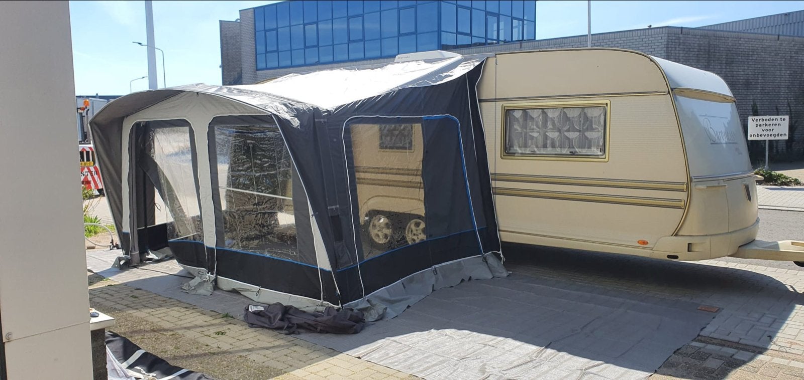 Ventura Trinus 400 voortent - Antraciet-Blauw, Ophalen, Zo goed als nieuw