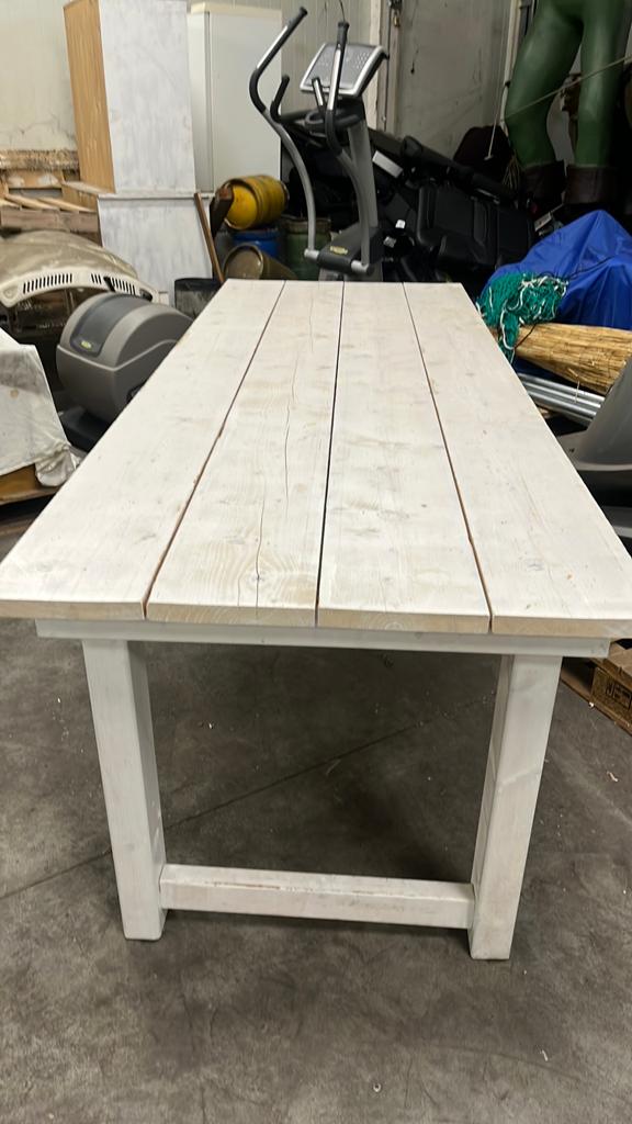 Steigerhout tafel wit 240x90, Tuin en Terras, Tuintafels, Ophalen, Gebruikt, Rechthoekig, Hout