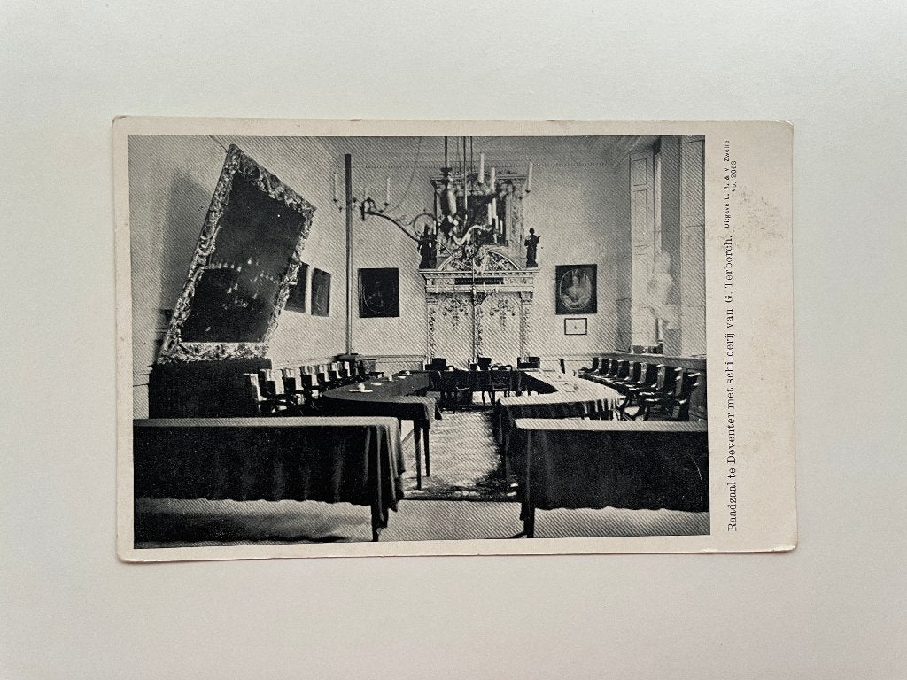 D155 Oude ansichtkaart Deventer : Raadzaal, Ophalen of Verzenden, Voor 1920, Ongelopen, Overijssel