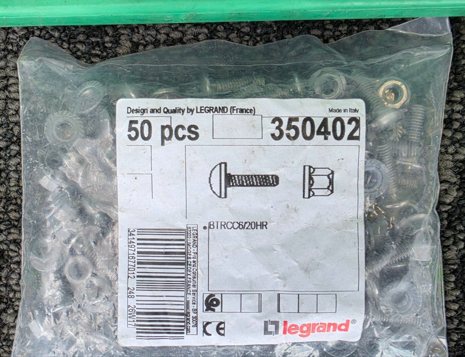 Legrand Slotbouten en Moeren Set - 50 stuks, Ophalen of Verzenden, Nieuw, Minder dan 50 mm, Bouten of Moeren