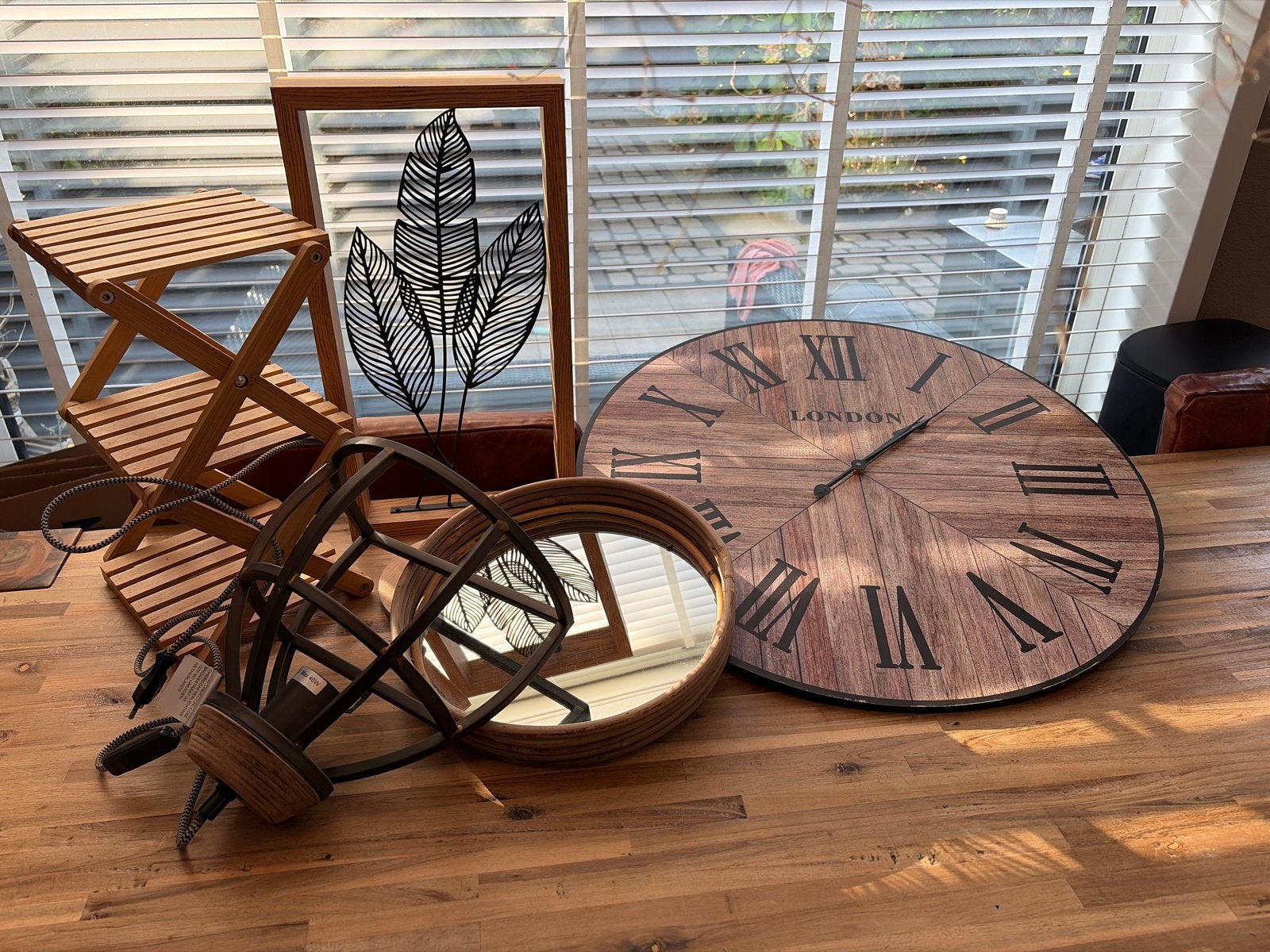 Set met decoratie voor in huis!, Ophalen, Wandklok, Bruin, Analoog
