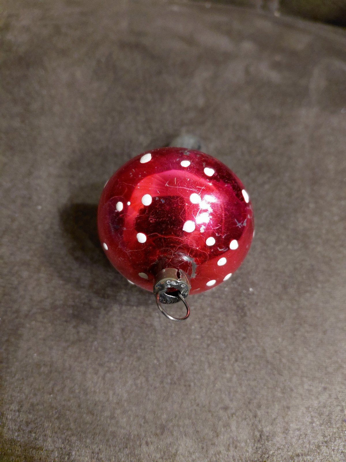 Oude glazen kerstbal paddestoel, Ophalen, Gebruikt