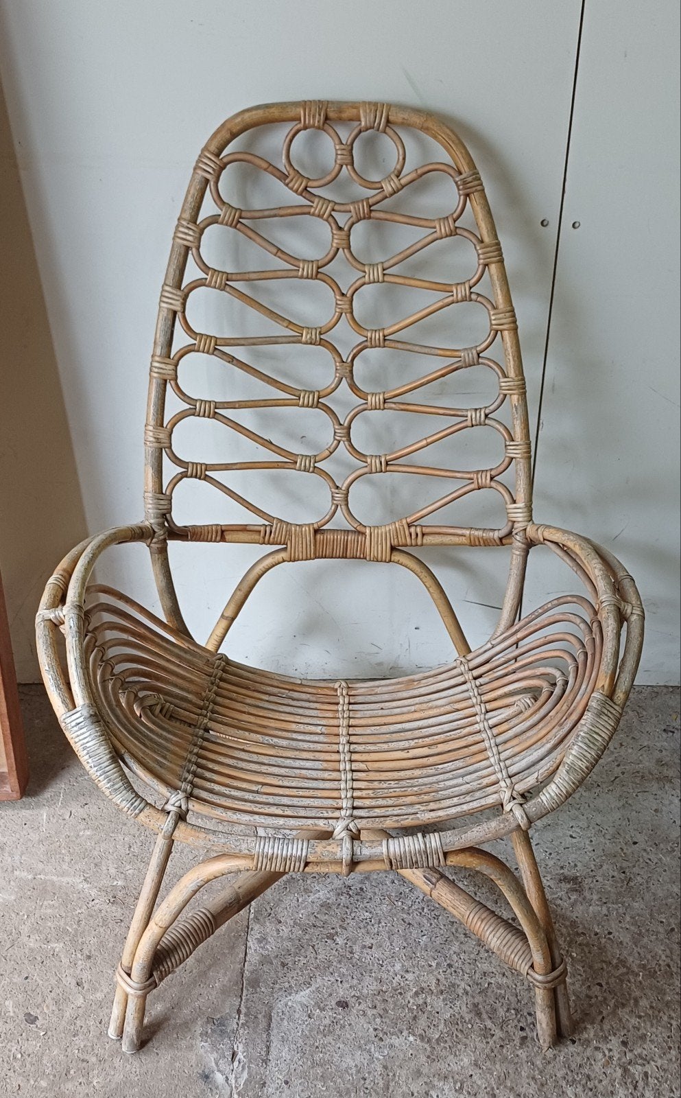 Mooie vintage jaren 60 rotan rohe stoel Dirk van sliedrecht, Ophalen, Zo goed als nieuw, Rotan