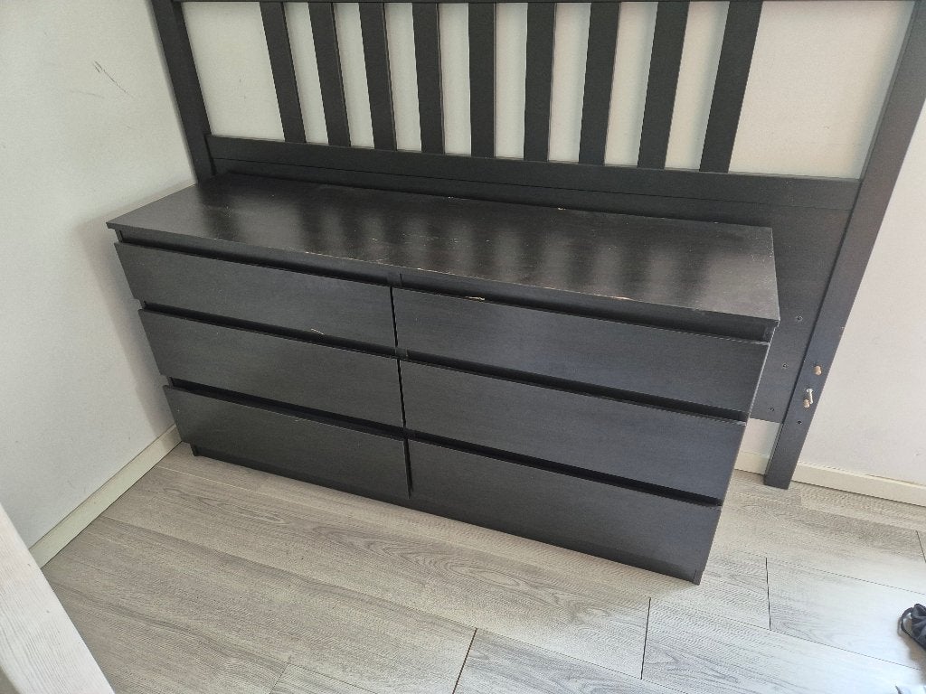 LIMFJORDEN IKEA Chest of Drawers 3+3 Drawers Black Damaged, Ophalen, Gebruikt, 50 tot 100 cm, Minder dan 100 cm