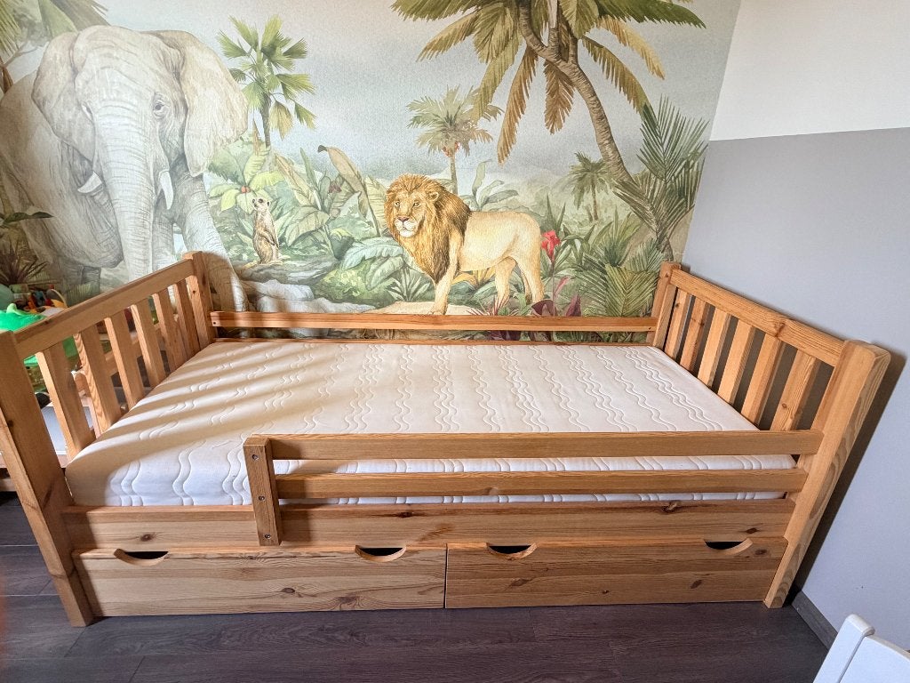 Kinderbed met 2 lades, Ophalen, 90 cm, Zo goed als nieuw, 200 cm