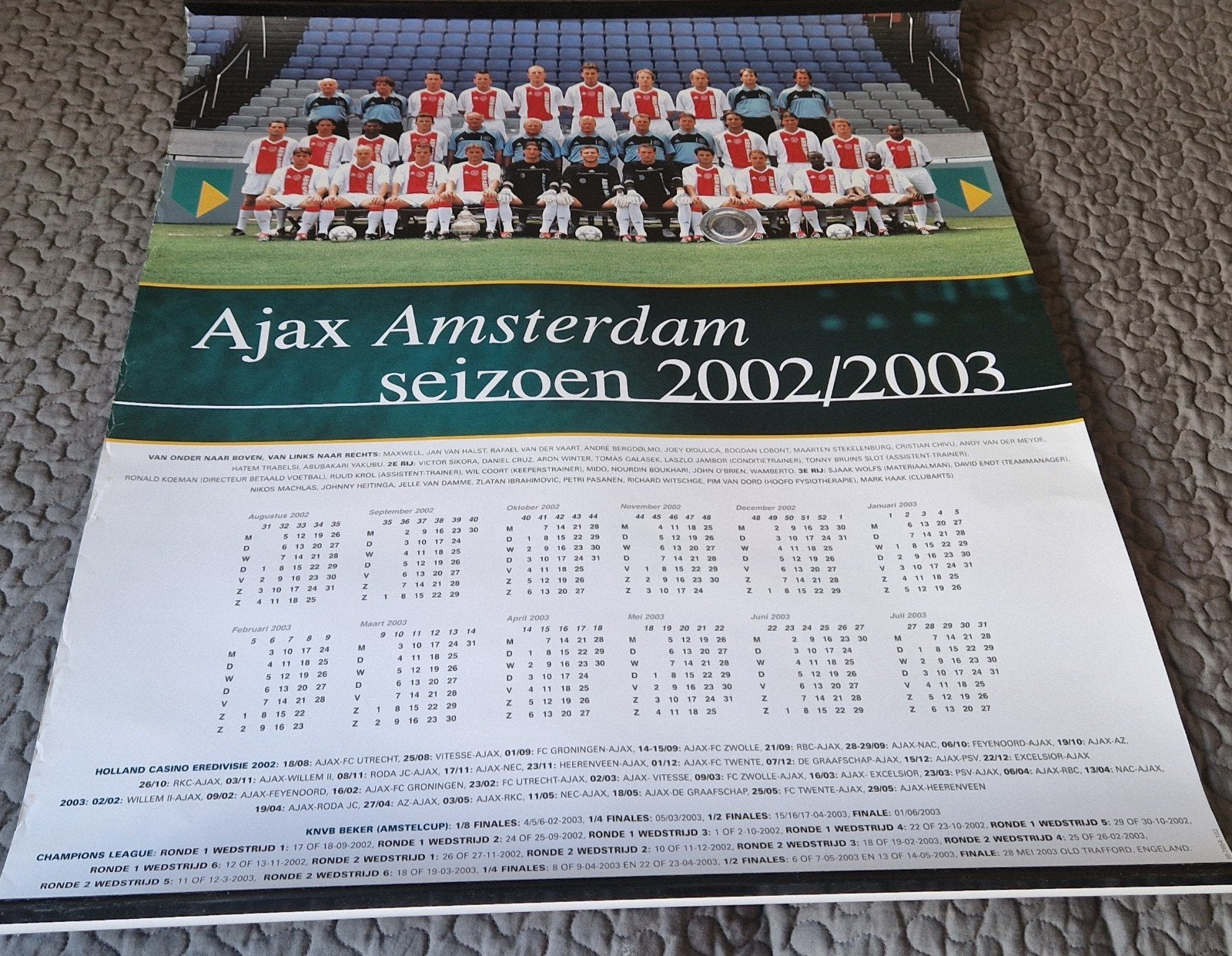 Ajax kalender seizoen 2002/2003, Ophalen of Verzenden, Maandkalender