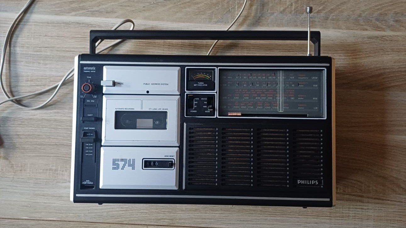 vintage Philips 574 4-band Radiorecorder Cassette Boombox, Ophalen of Verzenden, Philips
