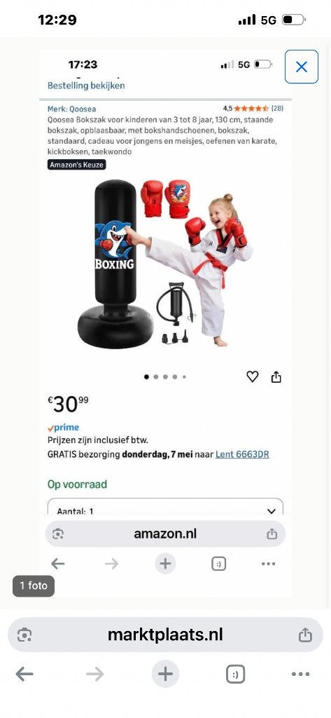Bokszak voor kinderen 3-8 jaar, Ophalen, Bokszak