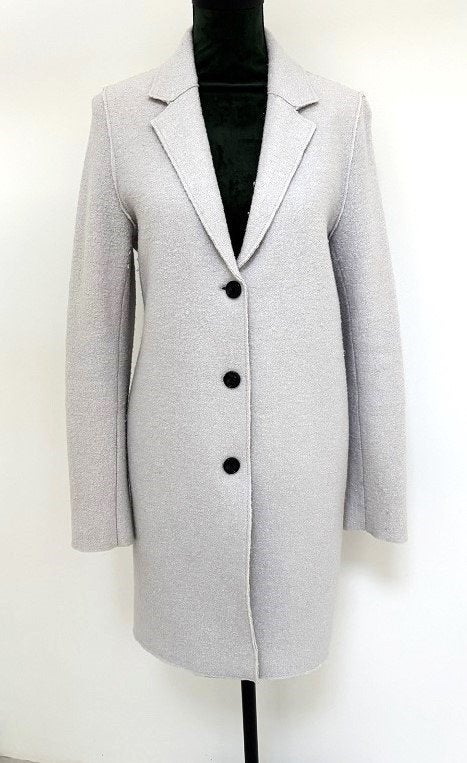 Z.G.A.N! Mango boucle (tussen) jas mantel wol licht grijs S, Maat 38/40 (M), Mango, Verzenden, Zo goed als nieuw