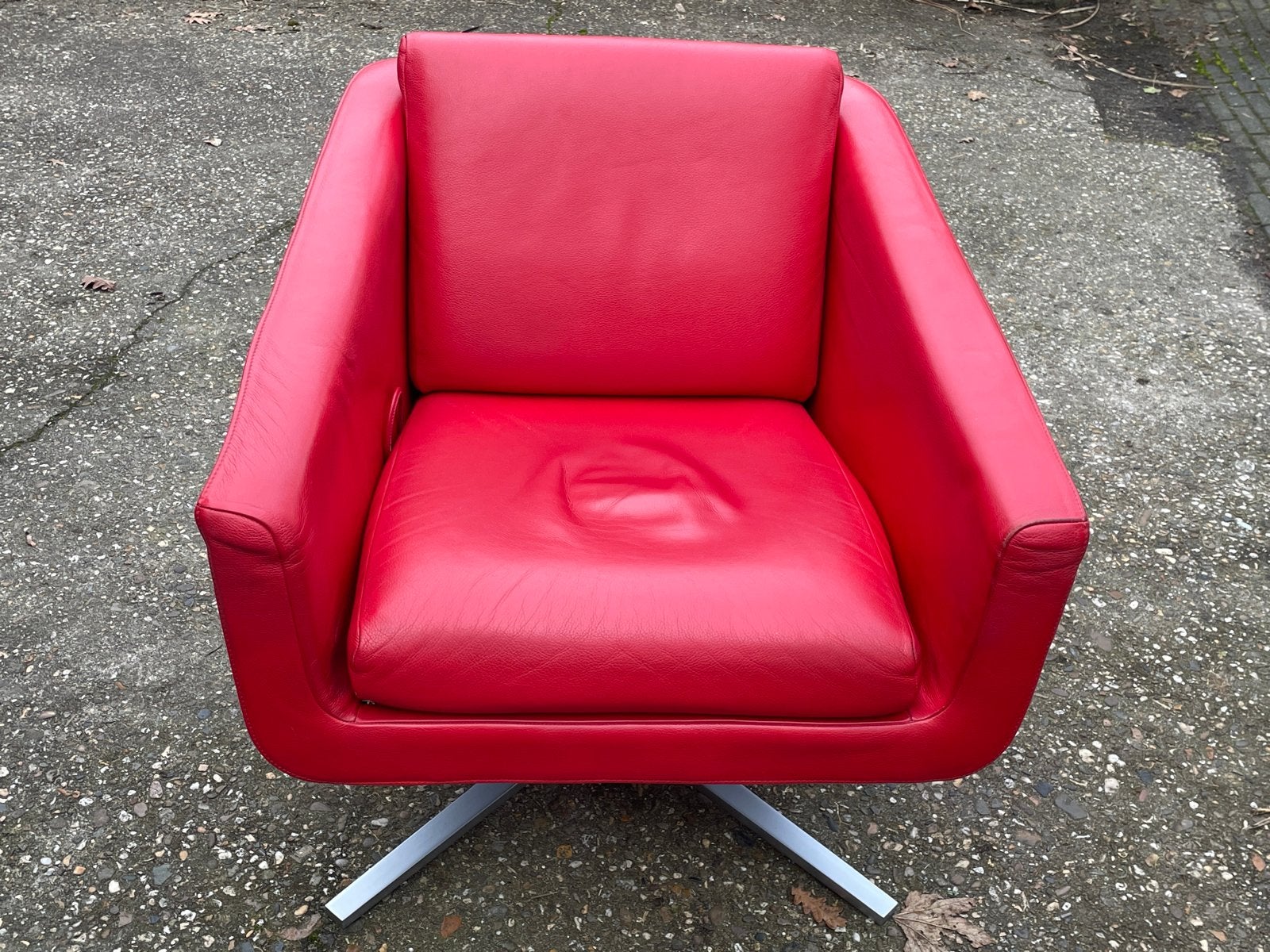 Set van 2 FSM Pavo Relax fauteuils - Rood leer, Huis en Inrichting, Gebruikt, Ophalen of Verzenden, 50 tot 75 cm, Leer