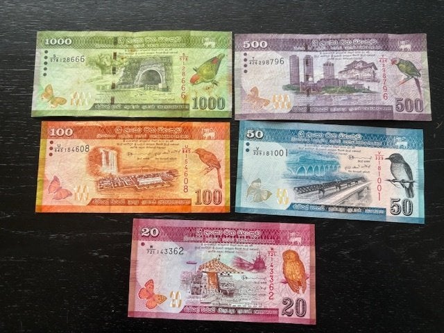5 biljetten Sri Lanka, Ophalen of Verzenden, Zuid-Azië, Setje