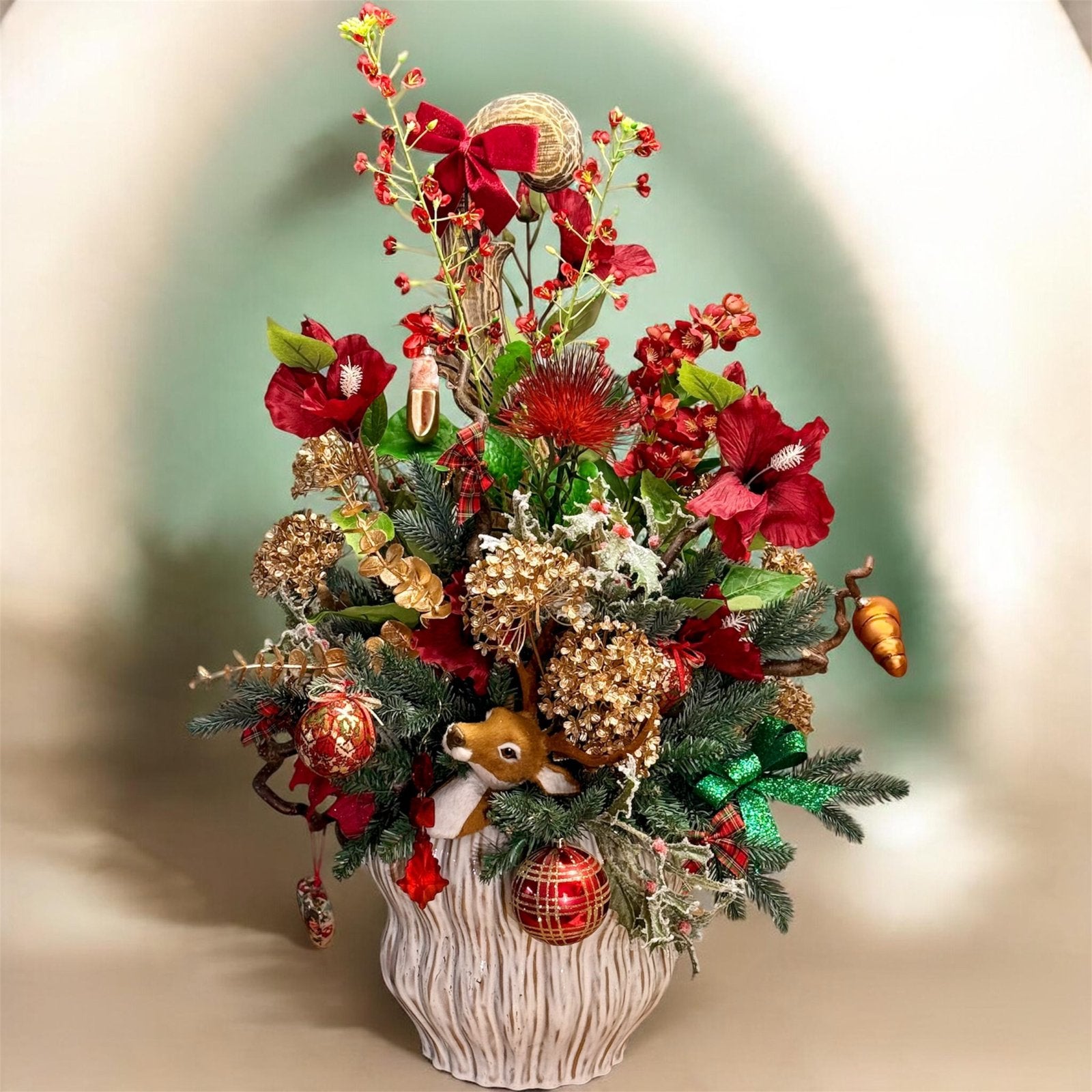 Het eerste kerststuk van het jaar, zijden takken opgemaakt, Nieuw, Ophalen of Verzenden, Fransidzesflowercreations, Nvt