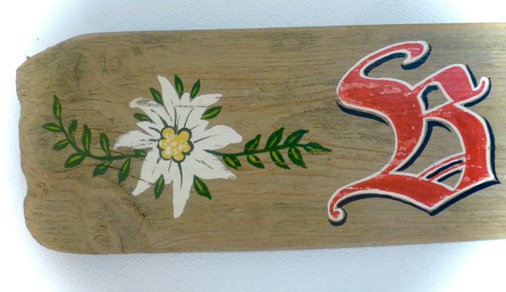 Handgeschilderd houten bord / Biergarten Edelweiss / Tirol, Hout, Meerkleurig, Nieuw, 13 cm