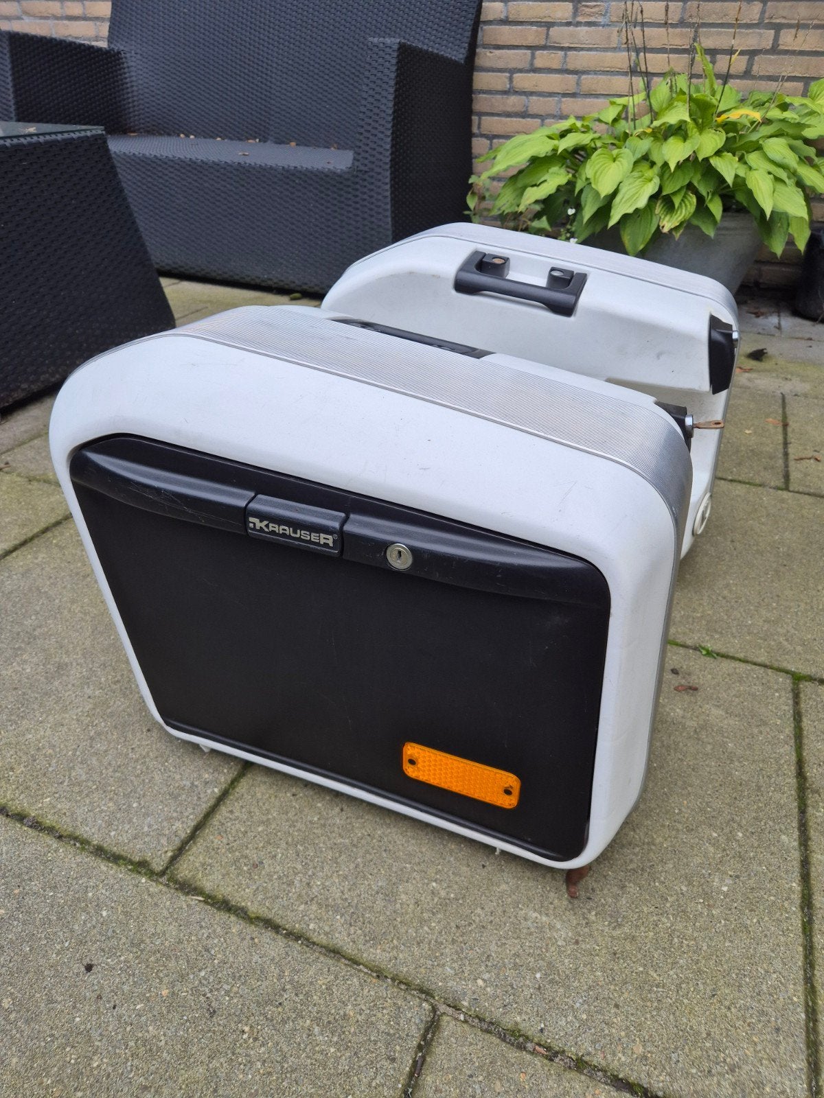 motorkoffers krauser wit aluminium  netjes, Ophalen of Verzenden