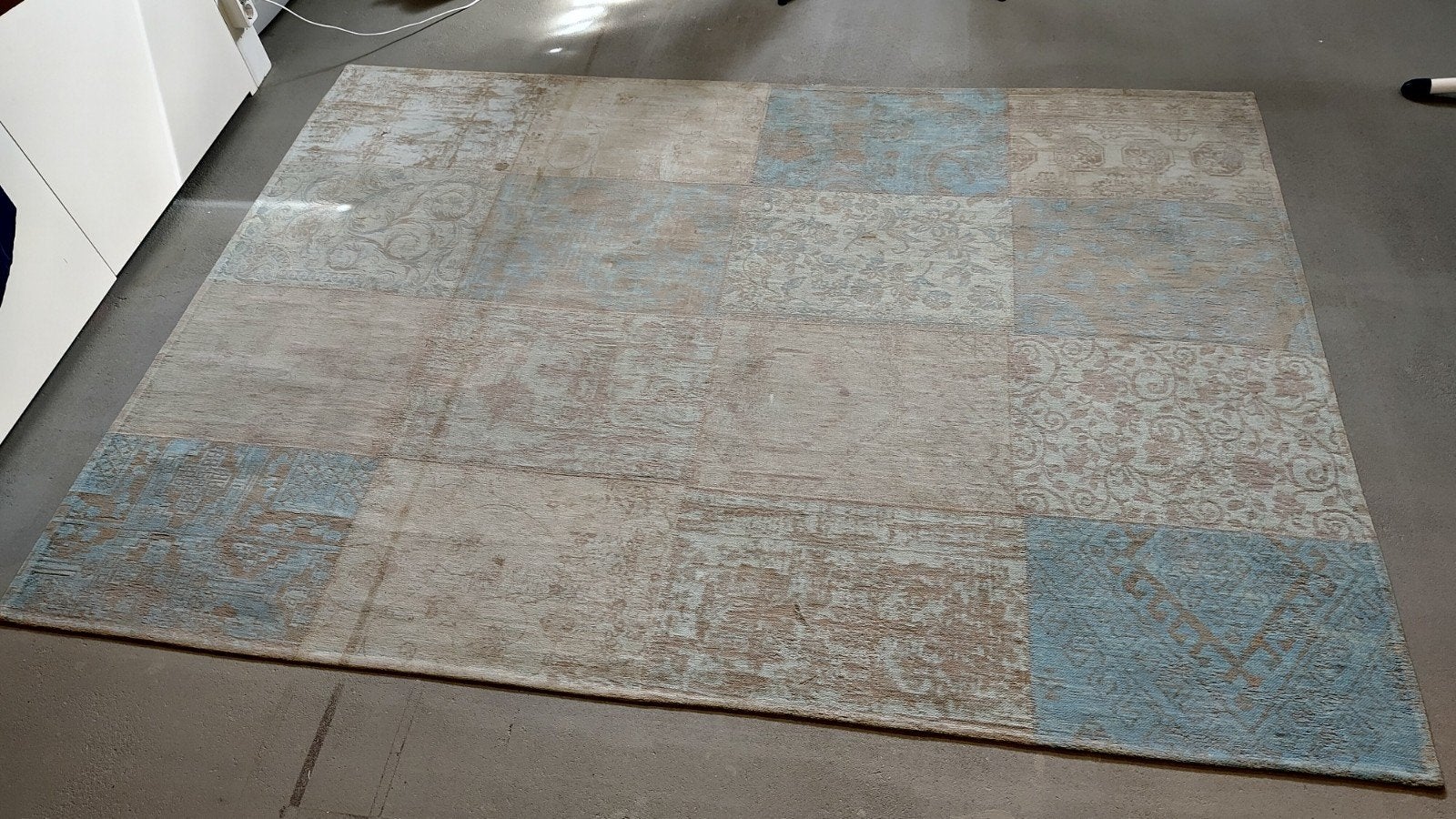 Vloerkleed Vincentia 170x240 cm - Turquoise/Beige, Ophalen, Gebruikt, Modern patchwork, 150 tot 200 cm