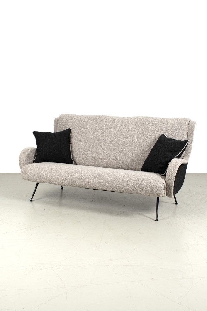 Prachtig 50's bankje met compleet nieuwe schuim en bekleding, 150 tot 200 cm, Driepersoons, 75 tot 100 cm, Ophalen of Verzenden