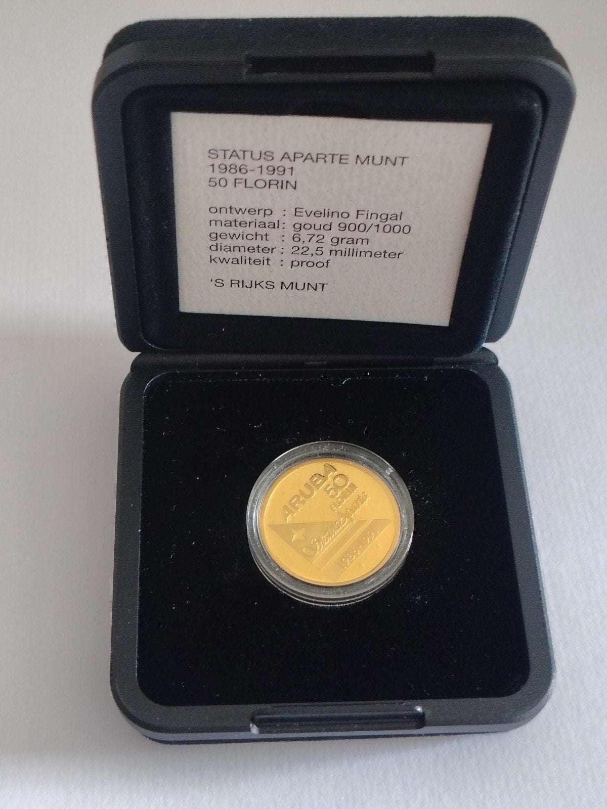 Aruba 50 florin 1991 GOUD Gouden Tientje STATUS APARTE, Ophalen of Verzenden, Koningin Beatrix, 10 gulden, Goud