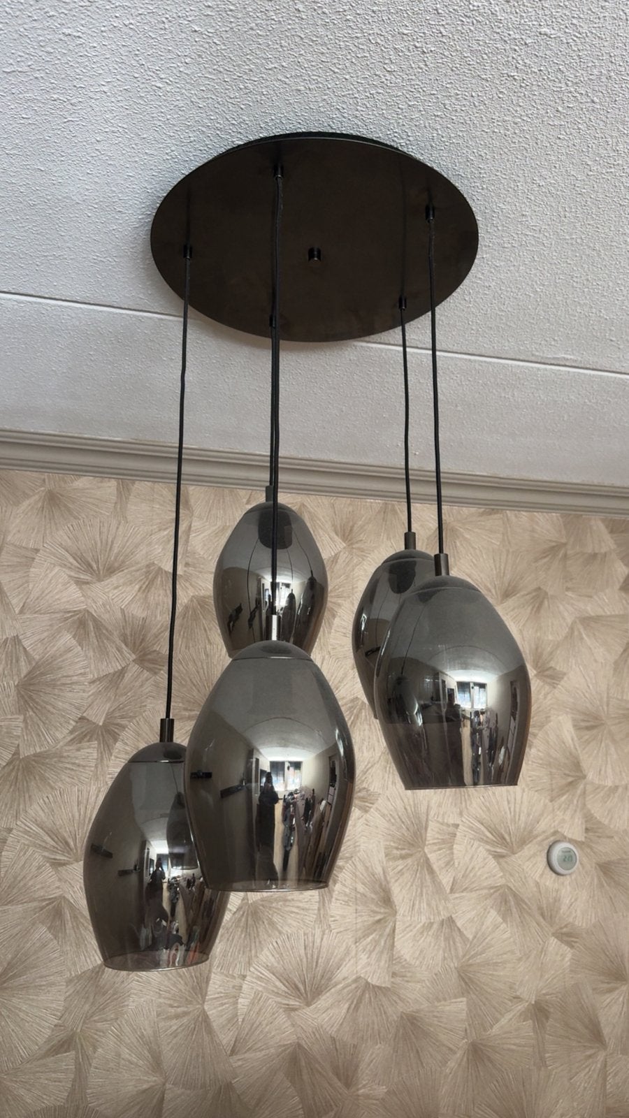 Lampenset met glazen kappen, Huis en Inrichting, Lampen | Hanglampen, Ophalen, Zo goed als nieuw, Minder dan 50 cm