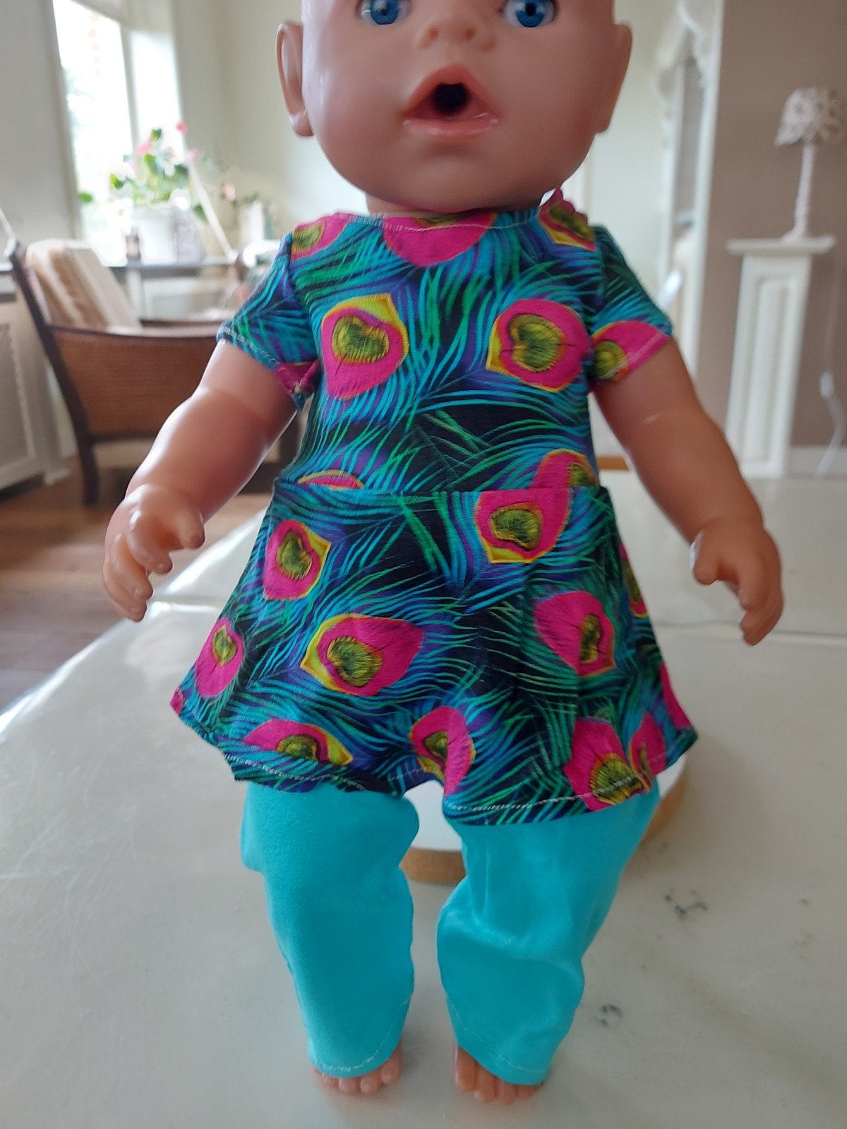 2 delig set paueen tuniek baby born, Ophalen of Verzenden, Nieuw, Babypop
