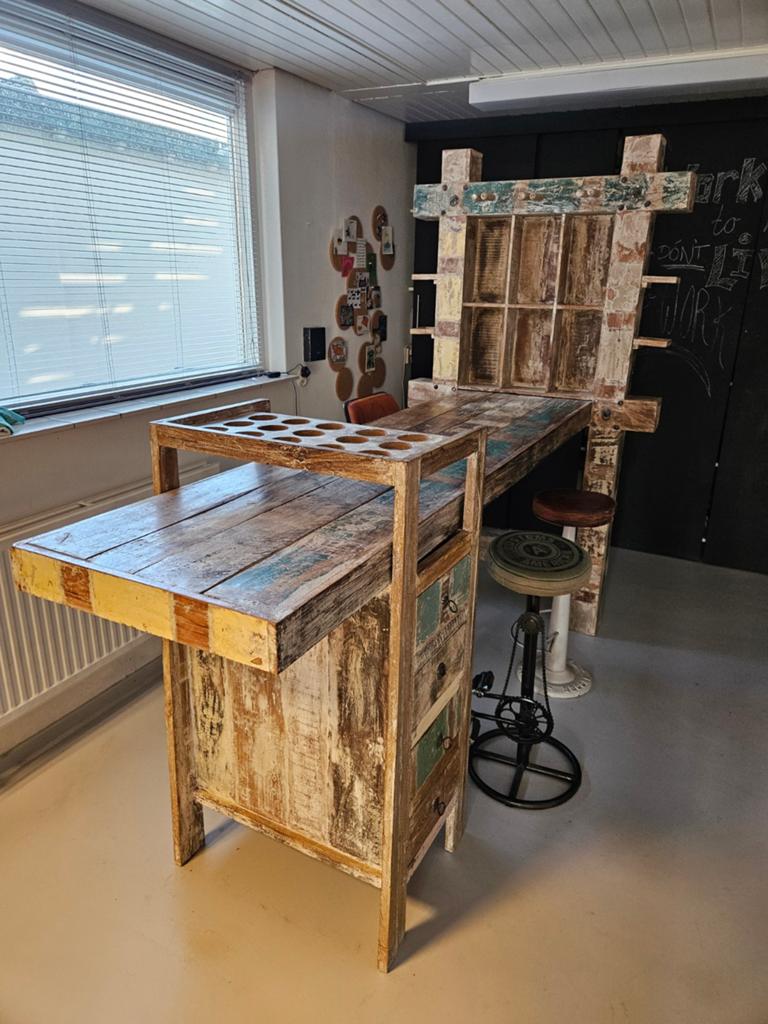Hardhouten bar met lades, 3-delig, Ophalen, Gebruikt