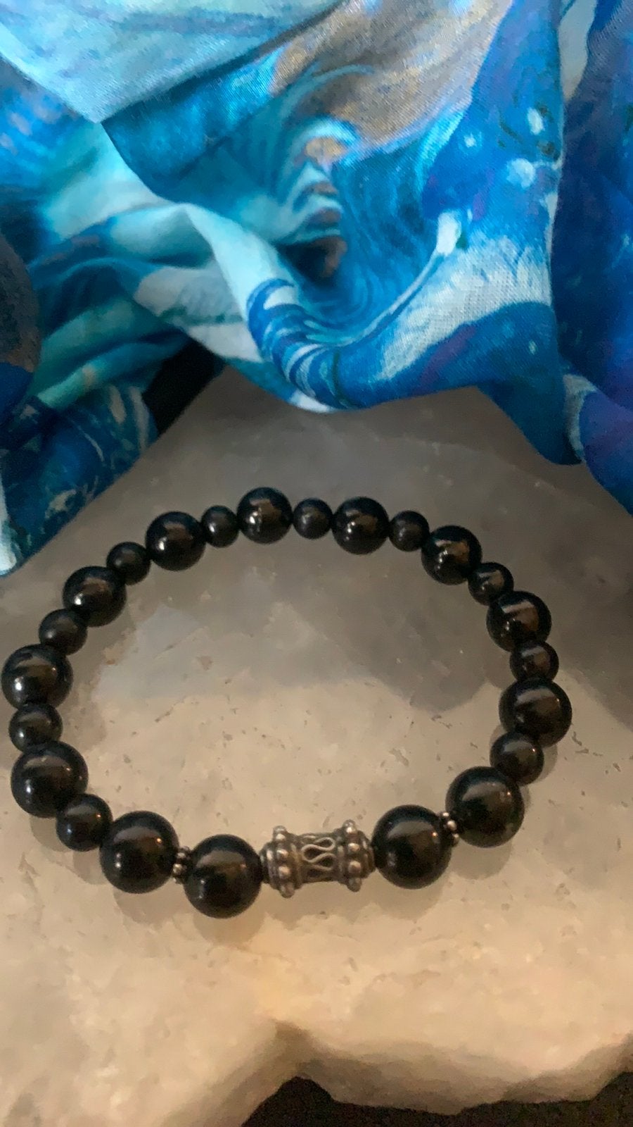 Shungiet shungite zilver beschermt aura straling zuivert, Met bedels of kralen, Zwart, Magnolia11, Nieuw