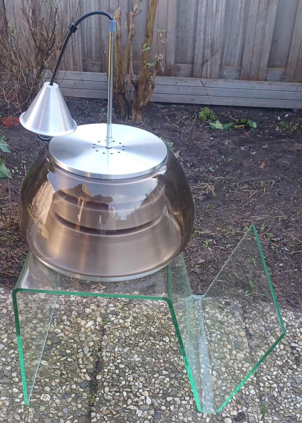 Vintage hanglamp Space Age, Zo goed als nieuw, Glas, Minder dan 50 cm, Ophalen